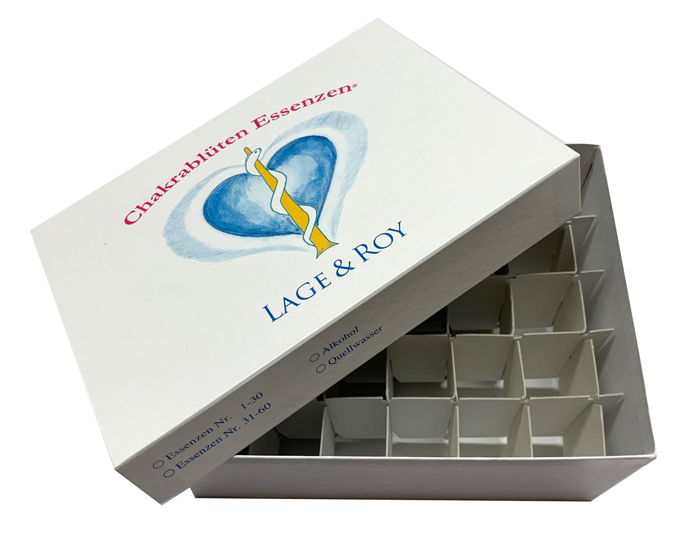 Essenzen Pappkarton mit Namen der Essenzen 1-30